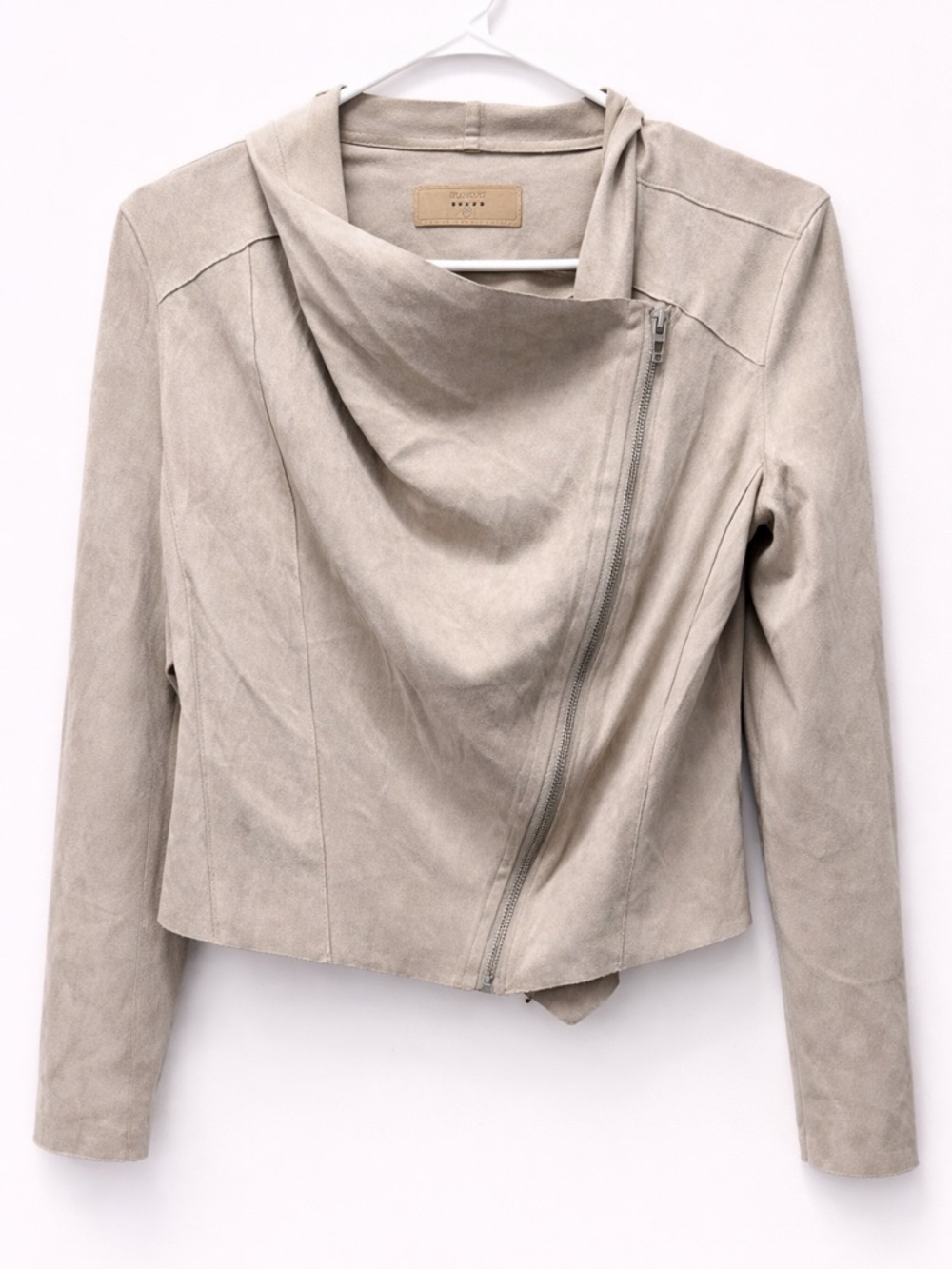 Blank NYC Taupe Suede Asymmetrical Zip Jacket